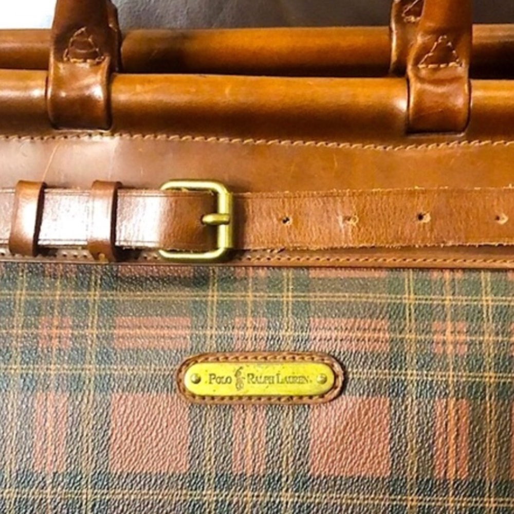 RALPH LAUREN Tartan Plaid Doctors Weekend Top Handle Buckle Closure Travel Bag - Picture 4 of 17
